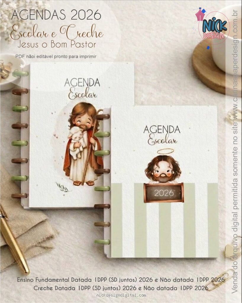 COMBO Agenda Escolar EF + Creche + Capas Datada e não datada 2026 (Carinas)