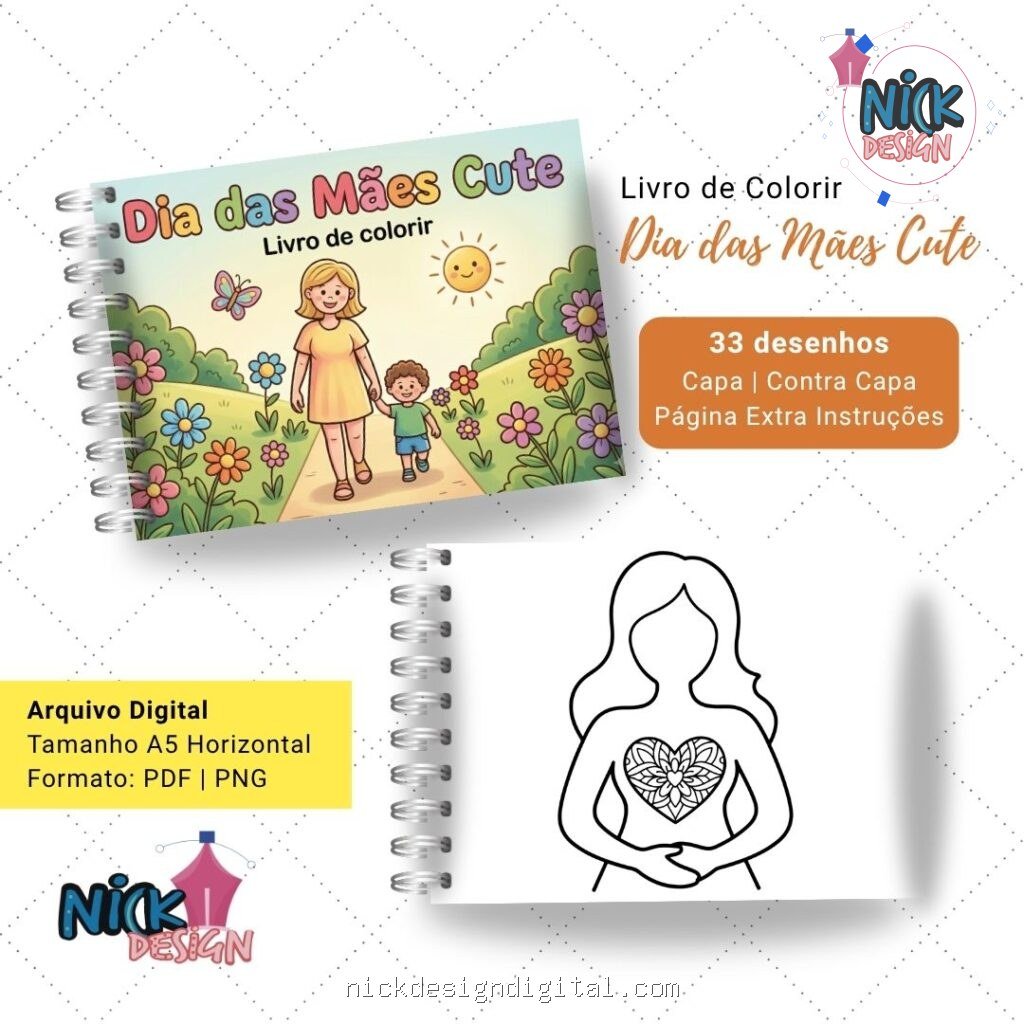 Dia das Mães Cute  - Livro de Colorir (Nick Design) - Imagem 1