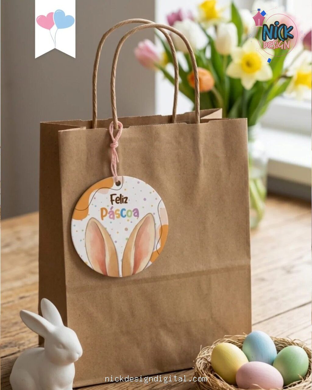 Tag e Adesivo 6cm - Feliz Páscoa - Imagem 3