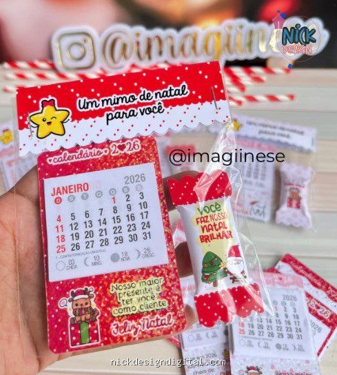 Kit Natal Vermelho - Cartão c/Balinha e Lapela