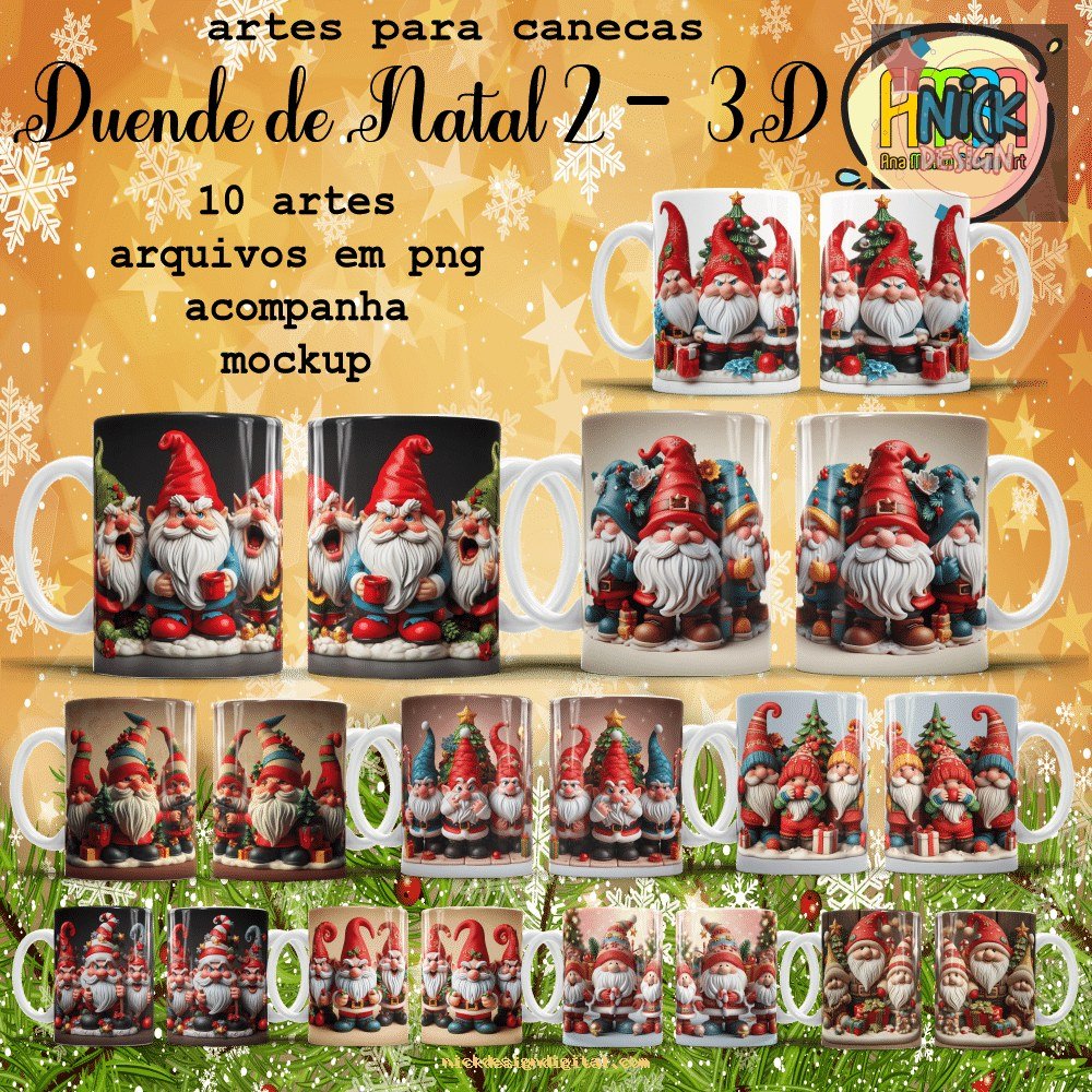 Estampas Duende De Natal 3D - Canecas (Ana Melin) - Imagem 1