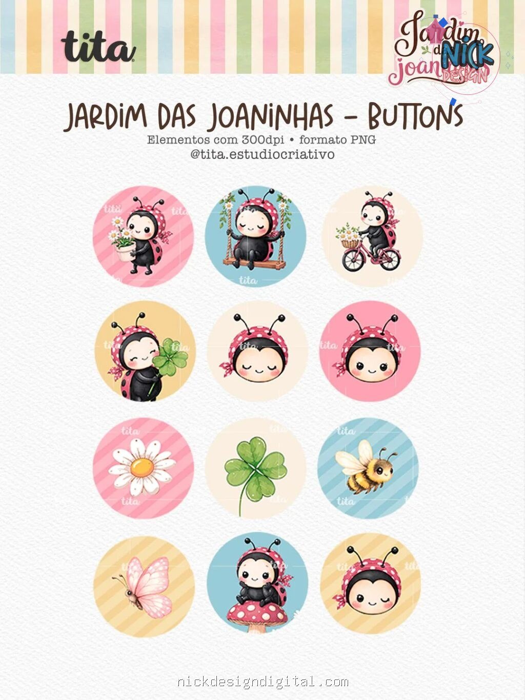 Jardim das Joaninhas - Combo Ilustrações e Papéis (Tita) - Imagem 7
