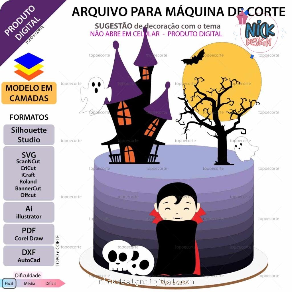 Halloween Drácula - Topo de Bolo - Imagem 1
