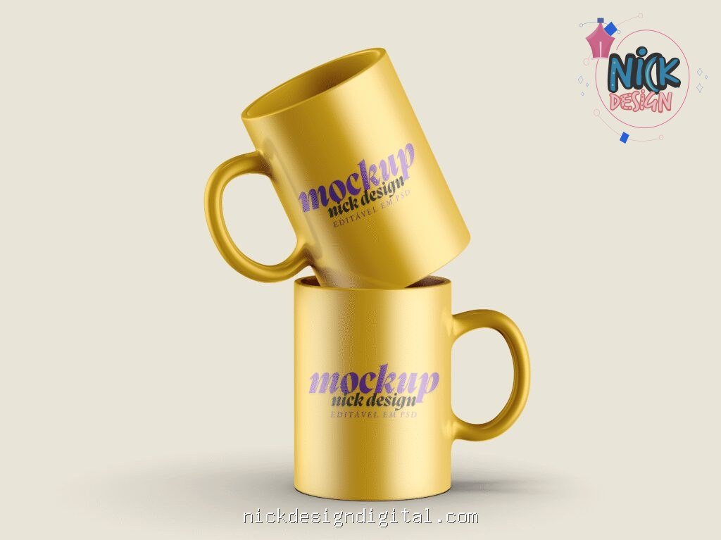 Mockup 2 Canecas empilhada (PSD) - Imagem 1