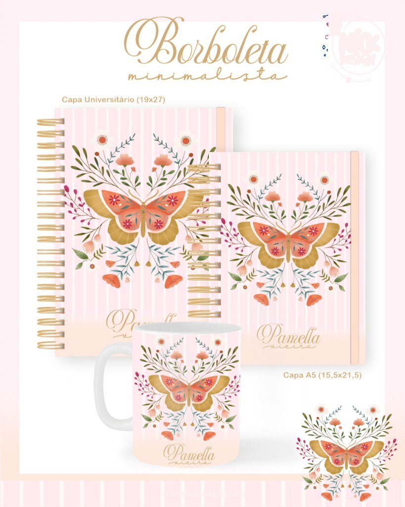 Borboleta Minimalista - Escolar Teen Adulto (Pamella)