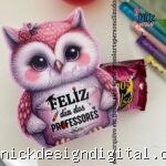 Porta bombom corujinha rosa