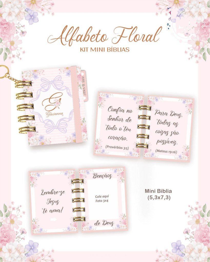 Alfabeto Floral Clean - Combo Mini Bíblias (Pamella)