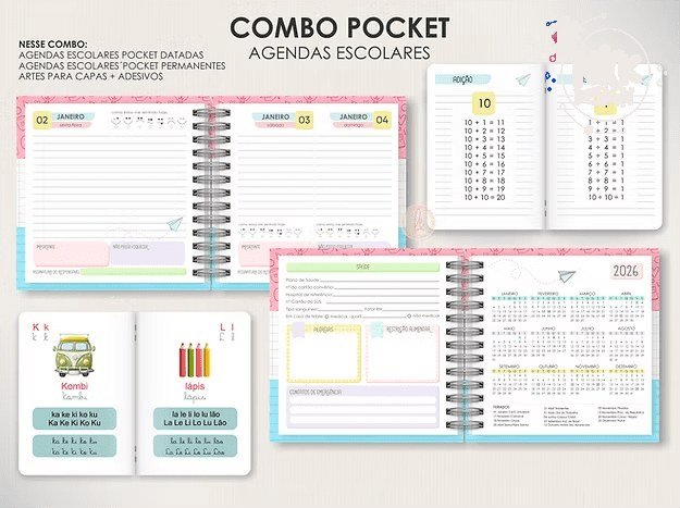 COMBO Pocket - Agendas Escolares (Moldes da Lê)