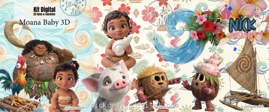 Moana Baby 3D - Kit Digital - Imagem 1