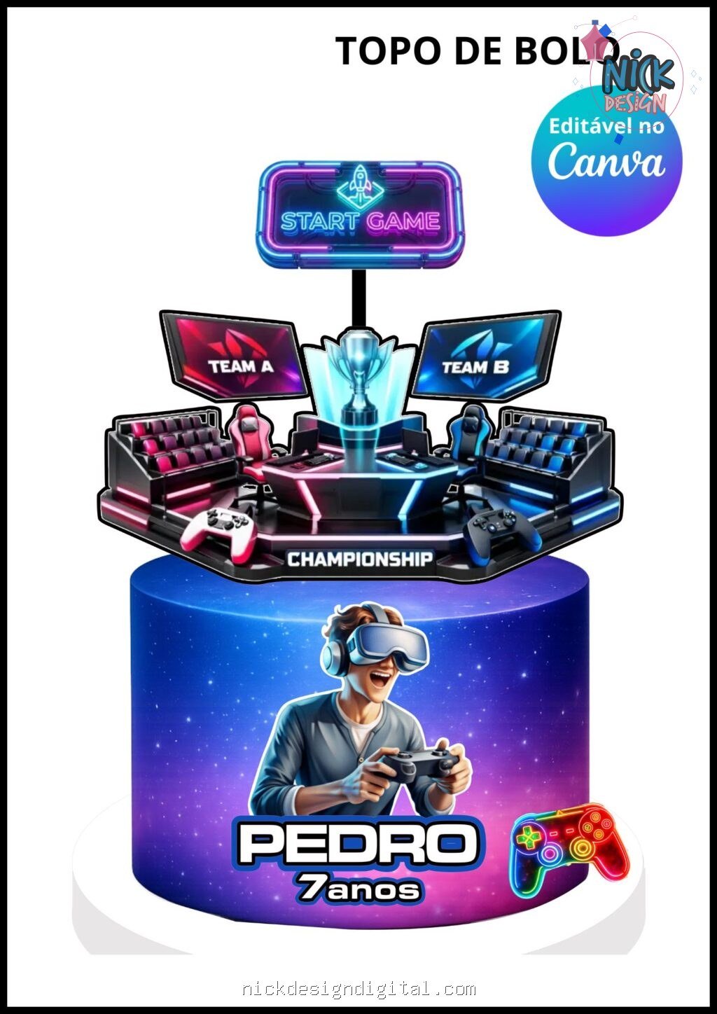 Gamer - Topo de Bolo - Imagem 1