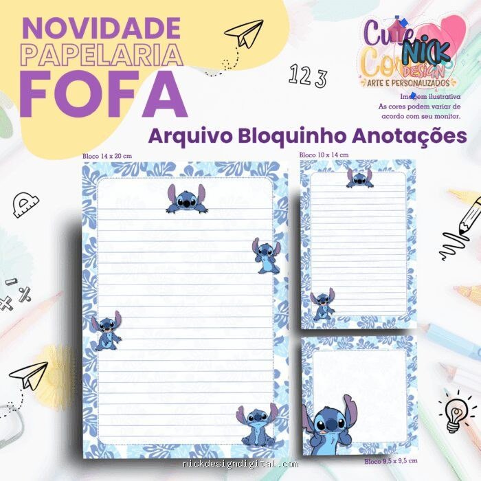 Stitch - Pack Papelaria Fofa – Bloquinhos - Imagem 1