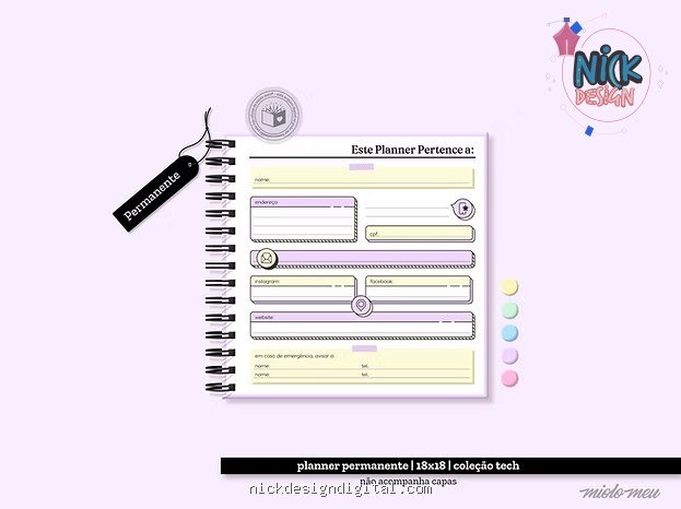 Tech Planner Permanente - 18x18 (Miolo Meu) - Imagem 1