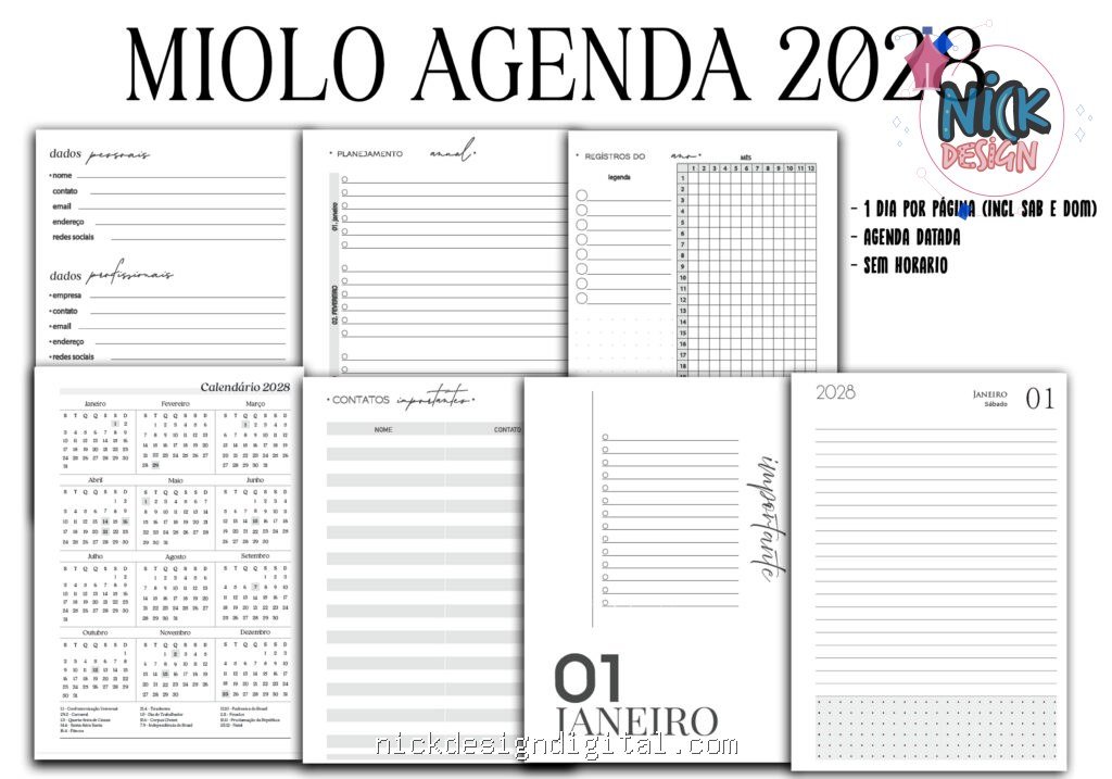 Miolo Agenda Datada 2028 - Imagem 1