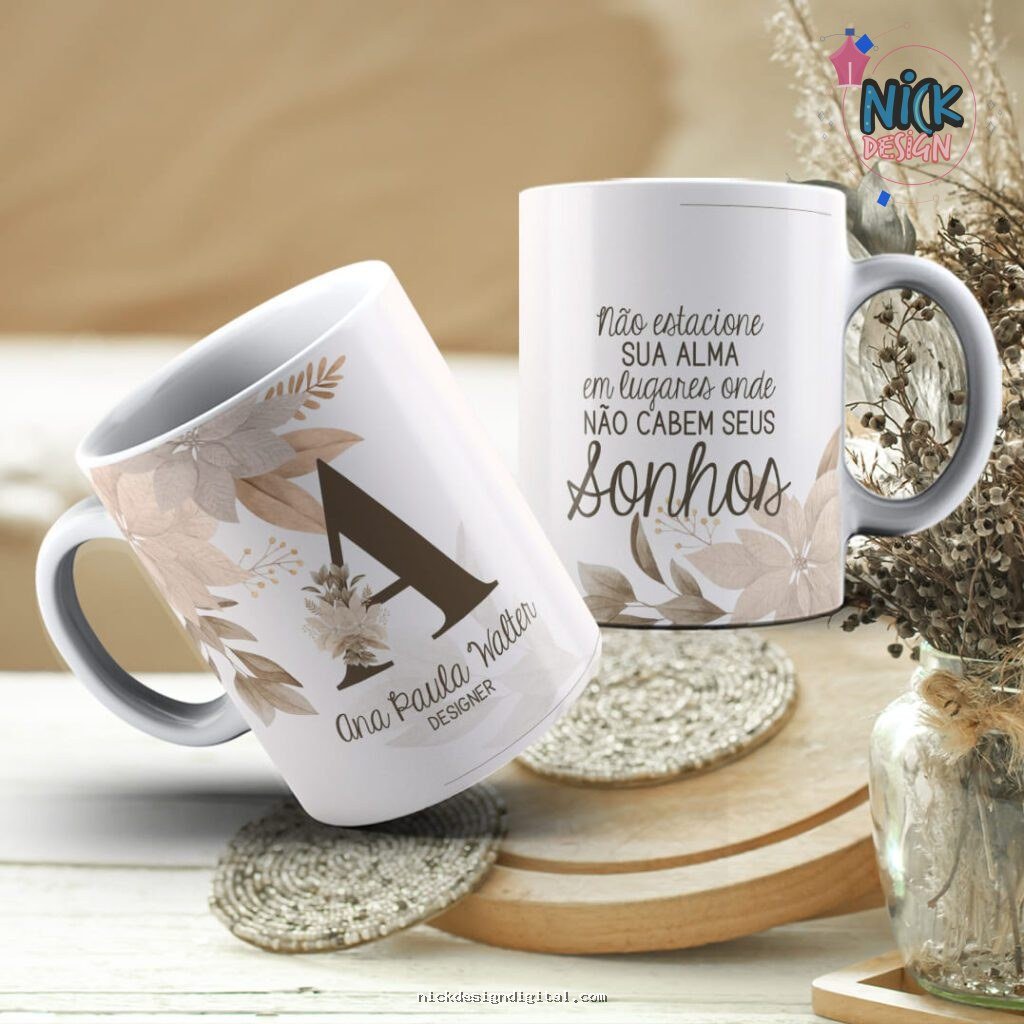 Kit Canecas Alfabeto Marrom (Personalize) - Imagem 1