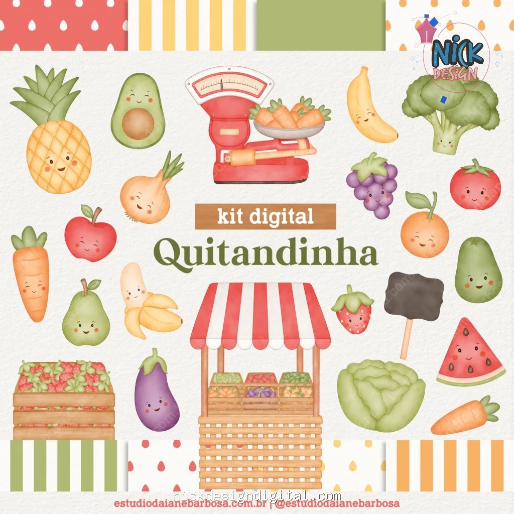 Quitandinha – Cliparts em aquarela - Kit Digital - Imagem 1