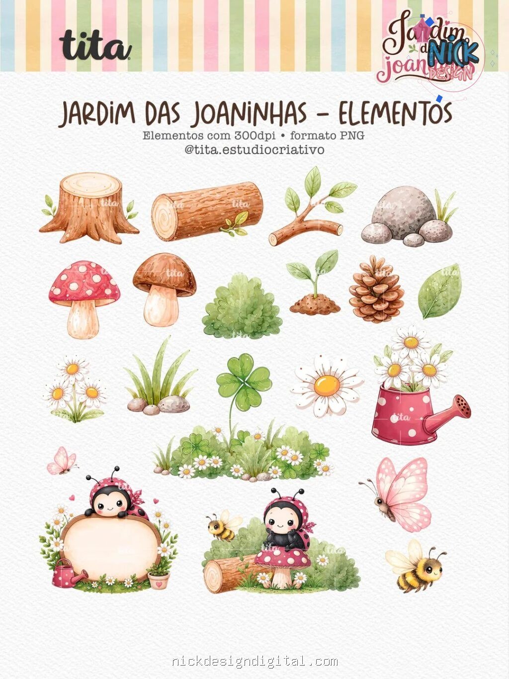 Jardim das Joaninhas - Combo Ilustrações e Papéis (Tita) - Imagem 8