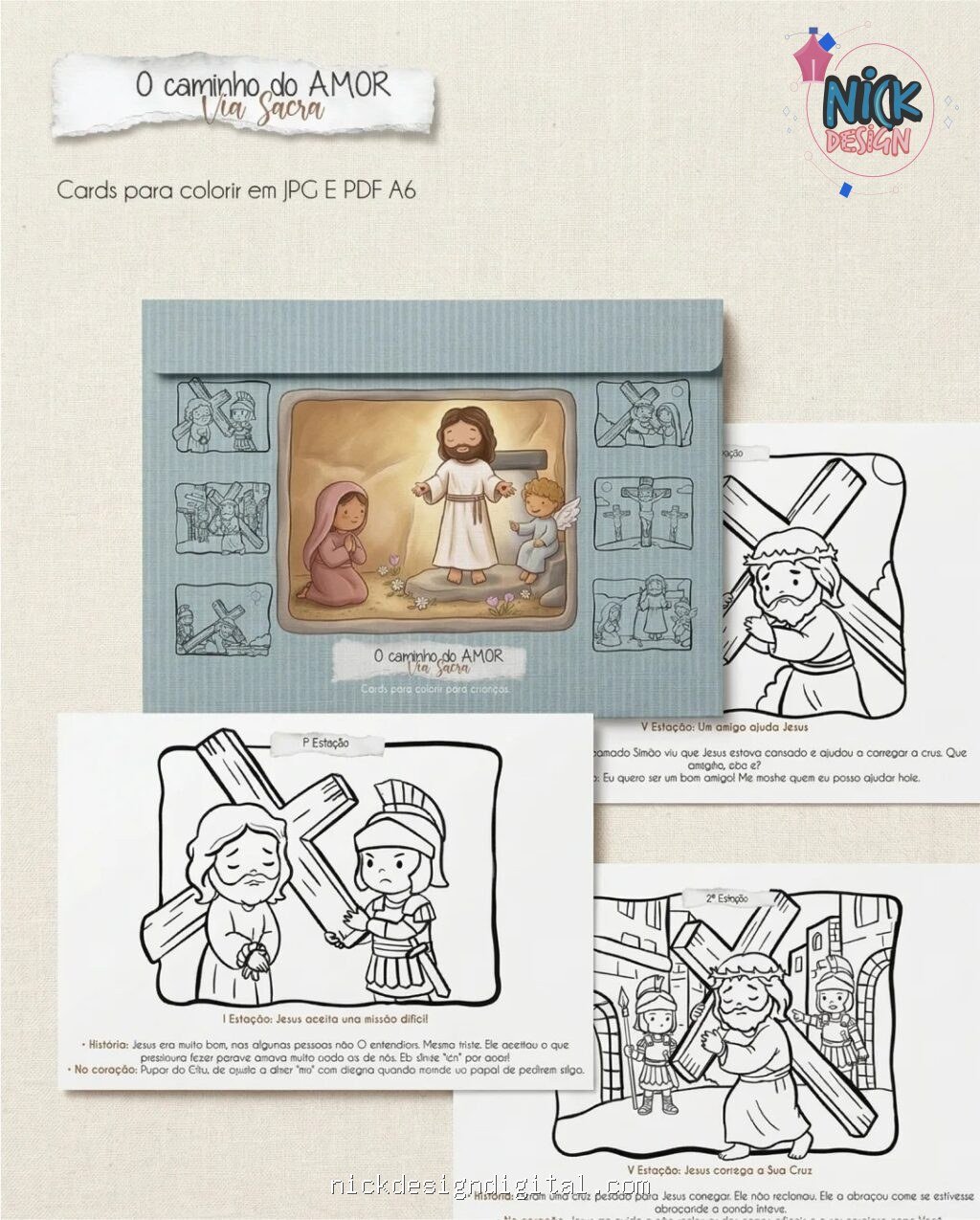 Cards A6 VIA Sacra para Crianças - Imagem 1
