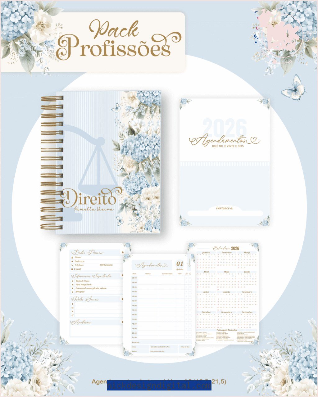 Profissões 2026: Floral Azul (Pamella) - Imagem 7