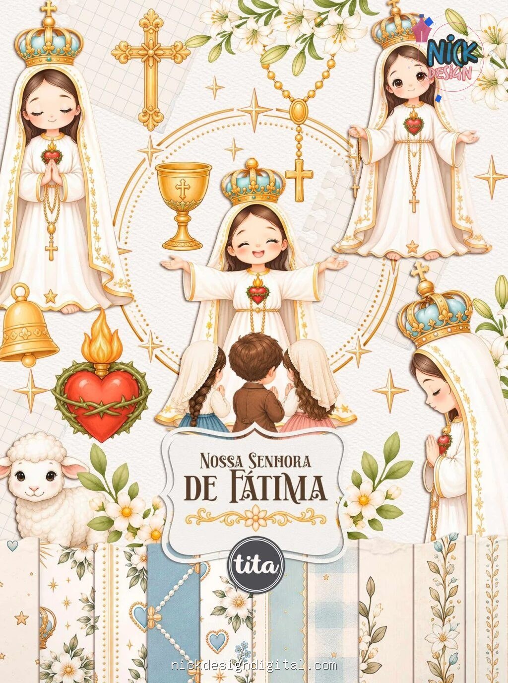 Santos - Nossa Senhora de Fátima - Ilustrações (Tita) - Imagem 1