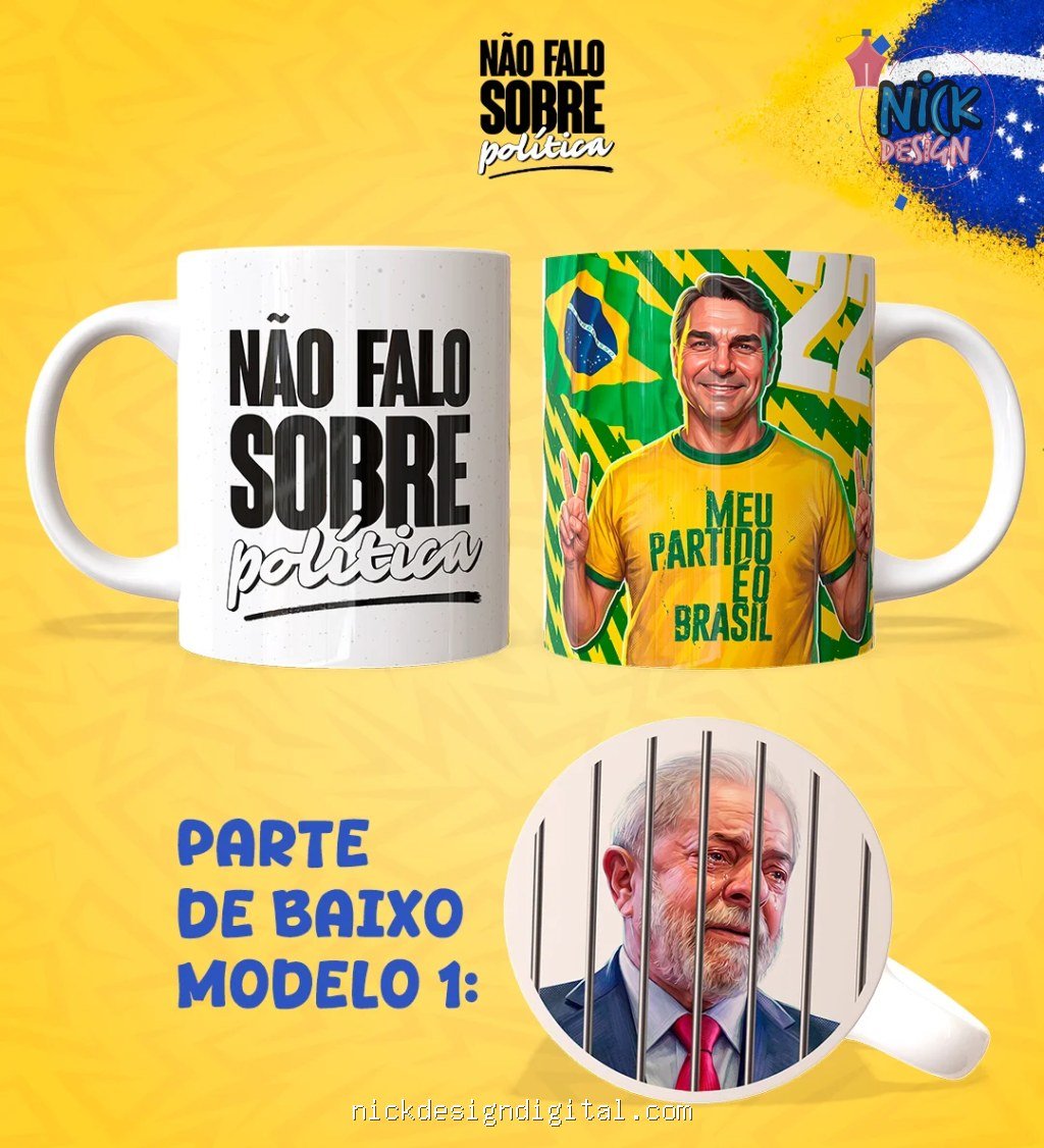 Não Falo Sobre Política | Flávio B. - Artes Avulsas Caneca - Imagem 1
