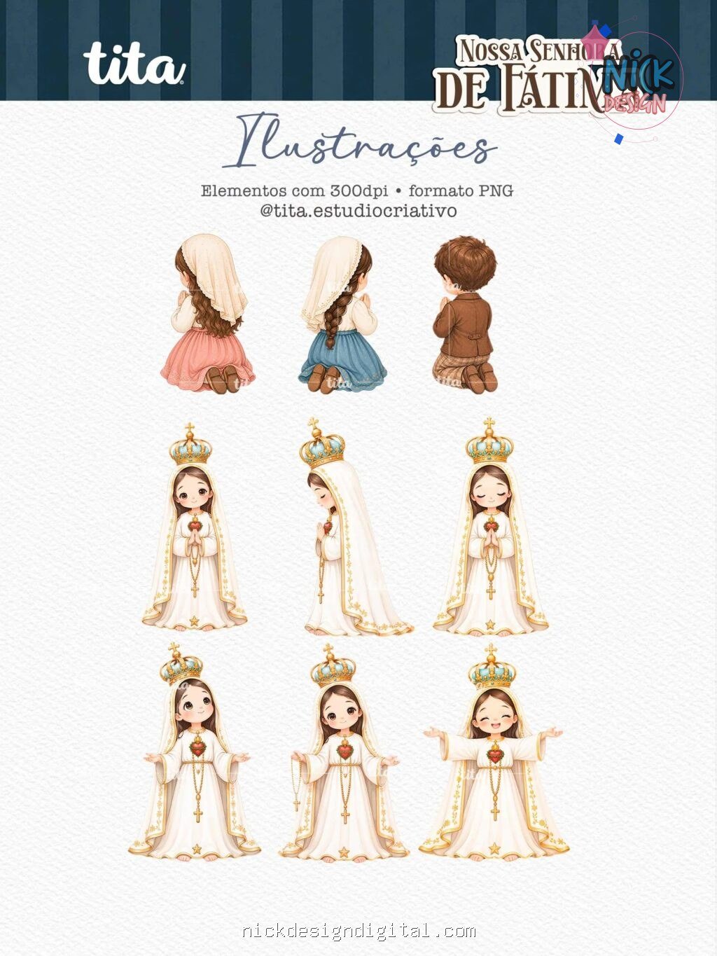 Santos - Nossa Senhora de Fátima - Ilustrações (Tita) - Imagem 3