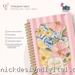 Kit Florata Capas + Papéis + Bottons (Moldes da Lê)