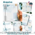 COMBO 8 Agendas 2027 e Permanente COM VERSÍCULOS e SEM VERSÍCULOS Floral Azul (Bicho Papel)