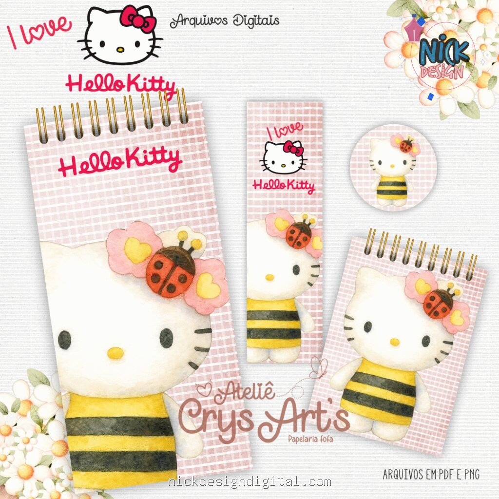 Kit Hello Kitty 1 - Encadernação (Crys Arts) - Imagem 1