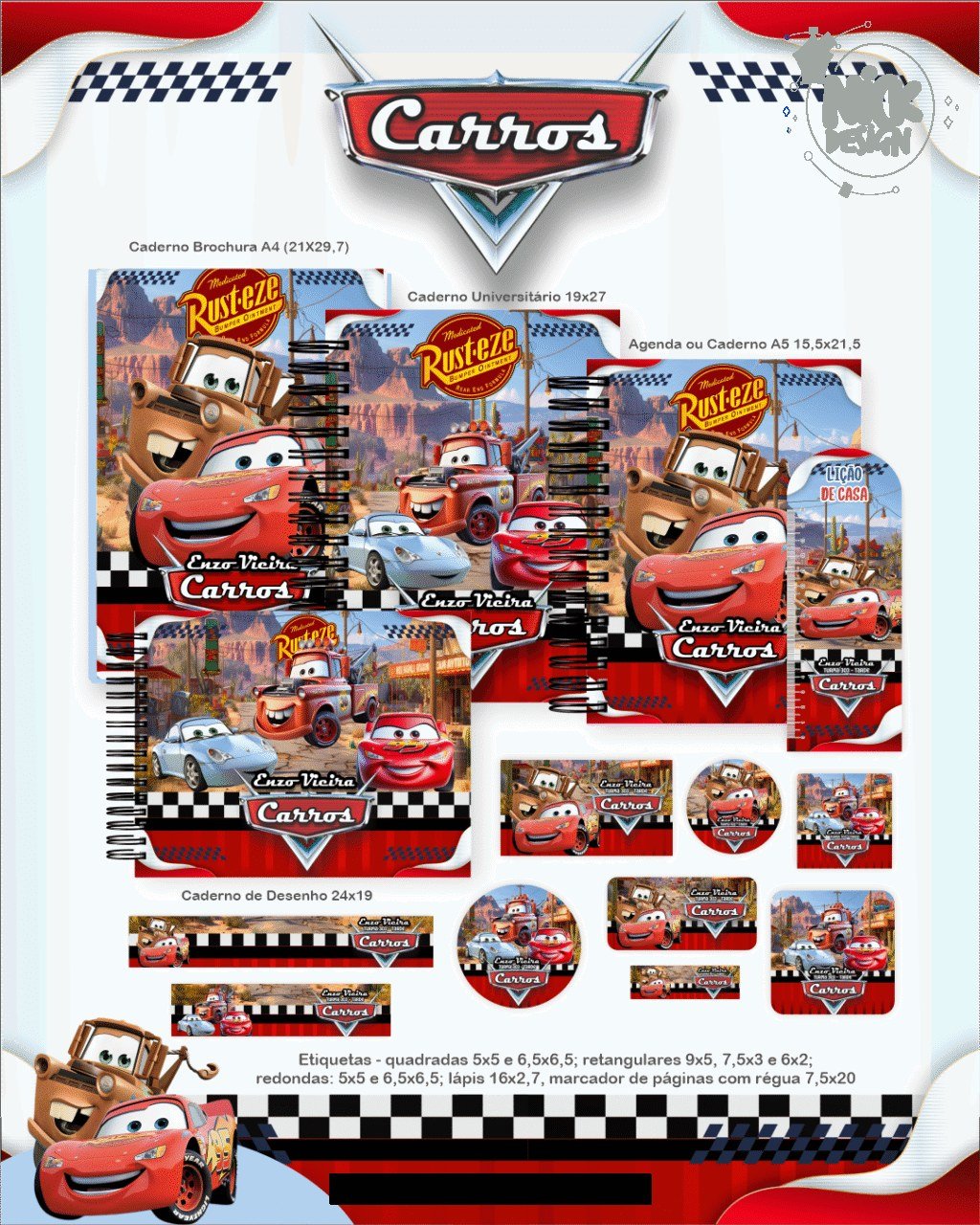 Carros Disney - Escolar 1.0 2026 (Pamella) - Imagem 1