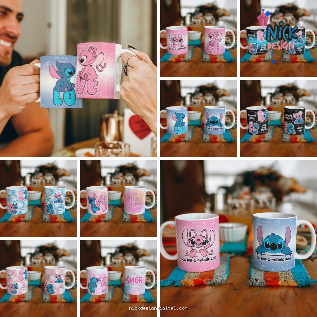 Estampas Canecas - Stitich e Angel - Imagem 1