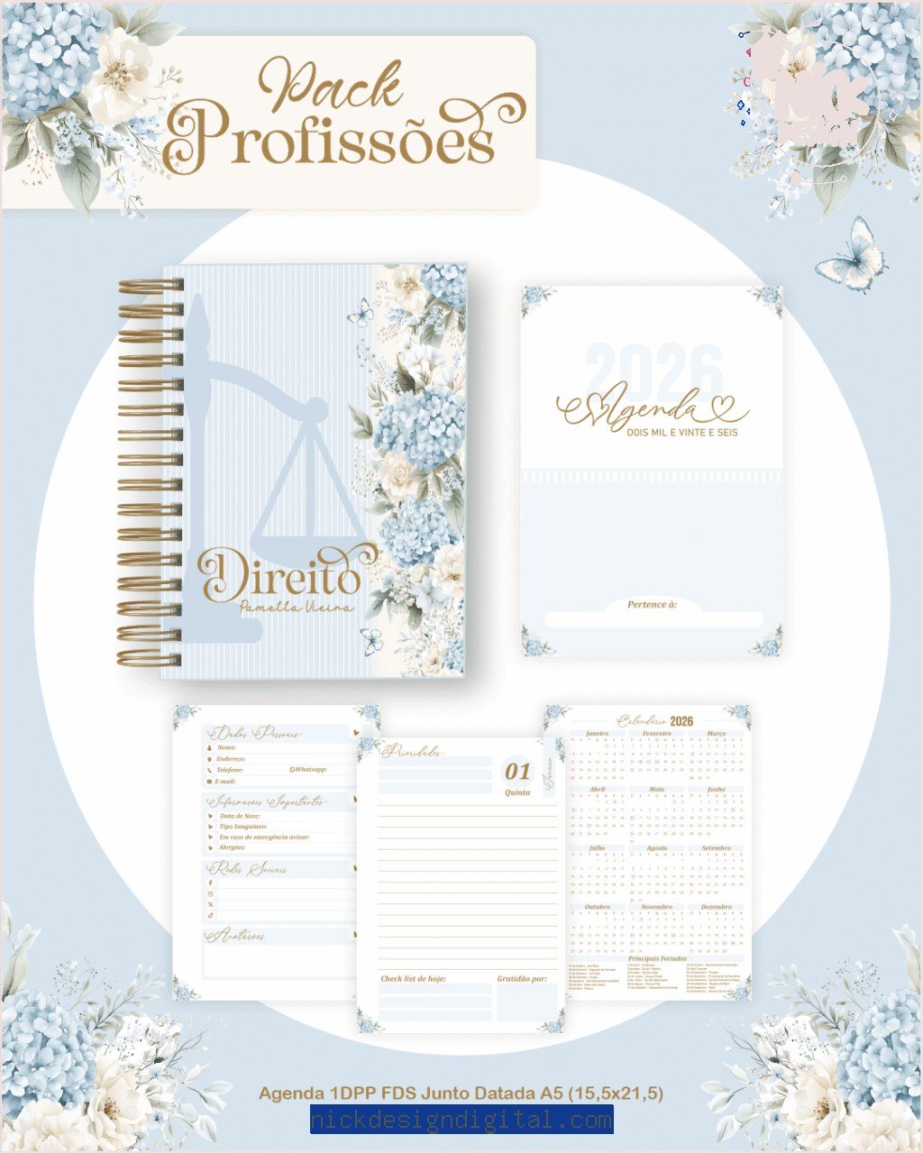 Profissões 2026: Floral Azul (Pamella) - Imagem 4