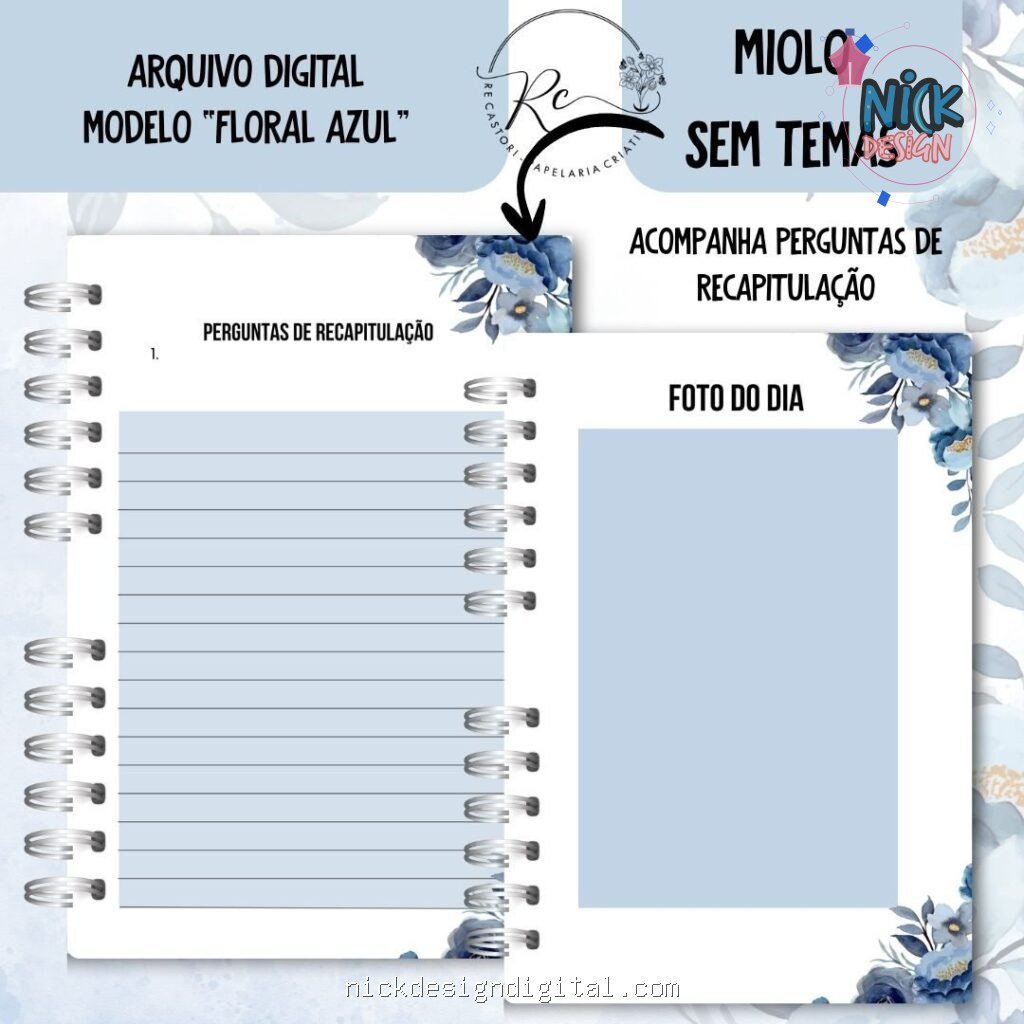 Caderno Assembeia de Circuito 2025/2026 – FLORAL AZUL S/TEMA (Re Castori) - Imagem 3