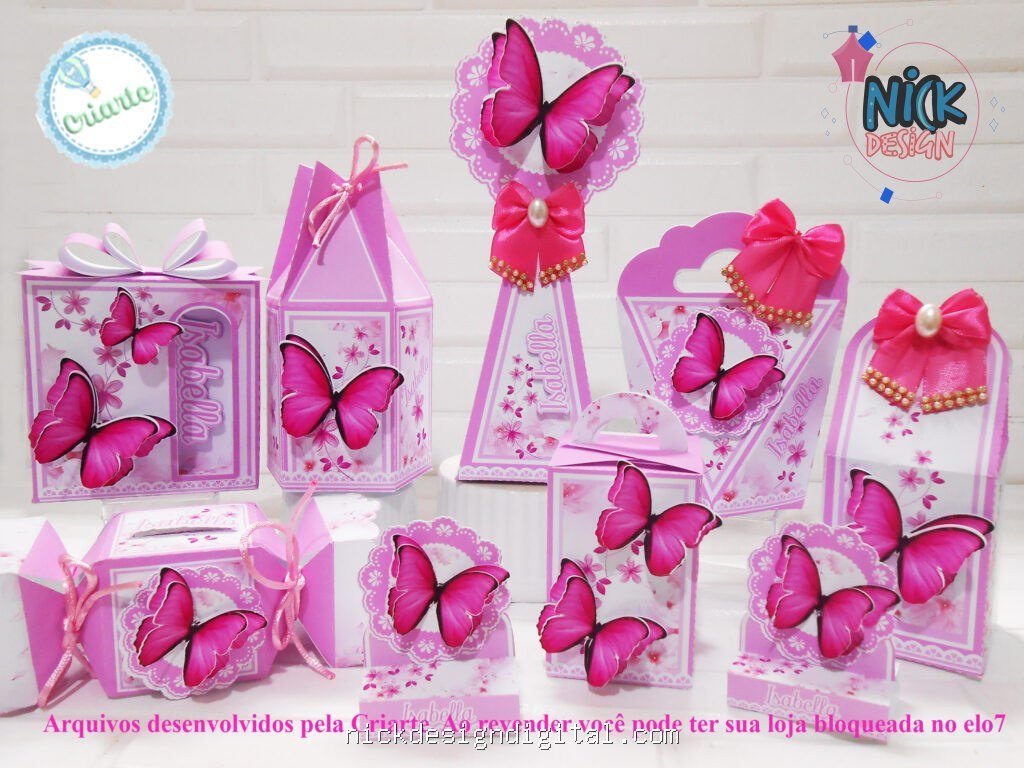 Borboleta Rosa - Kit Festa Pronta - Imagem 1