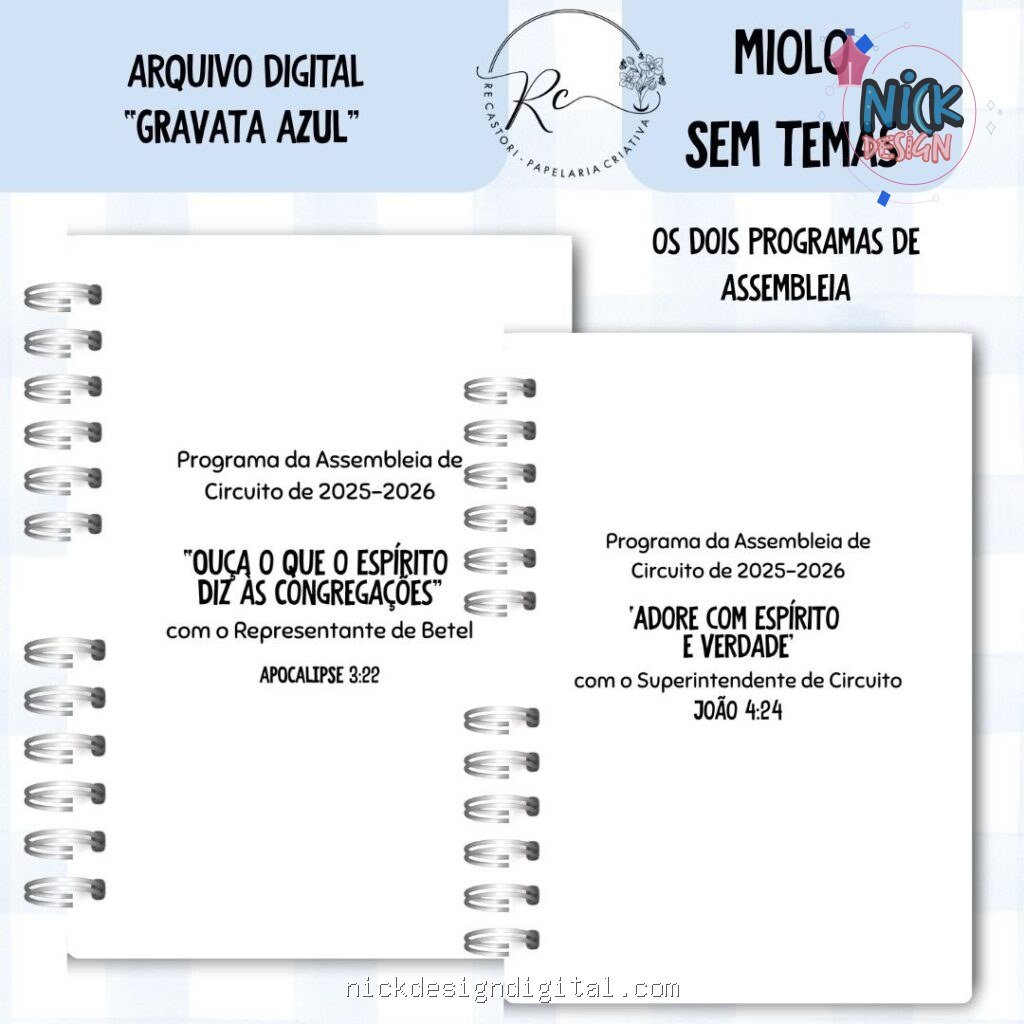 Caderno Assembleia de Circuito 2025/2026 – GRAVATA AZUL S/TEMA (Re Castori) - Imagem 6
