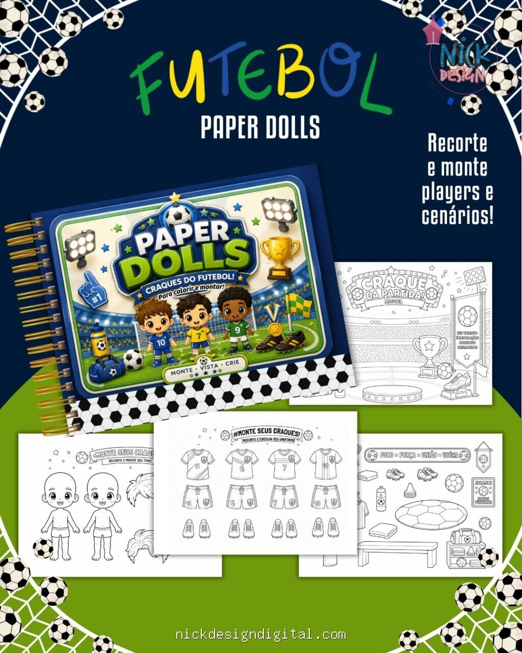 Futebol - Livro Colorir A5 (Paper Dolls) - Imagem 1