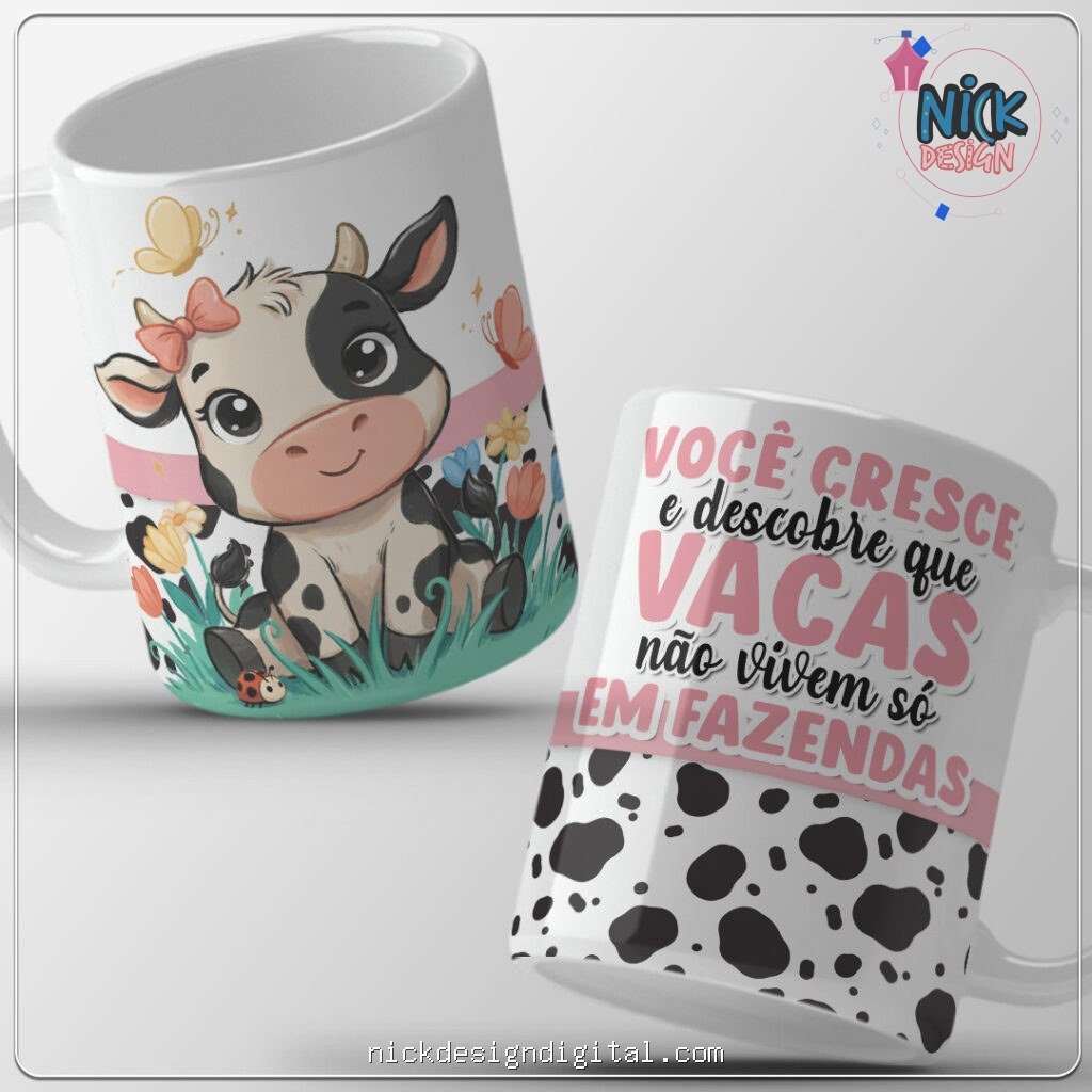 Você cresce e descobre que vacas não vivem em fazendas - Arte Avulsa Caneca - Imagem 1