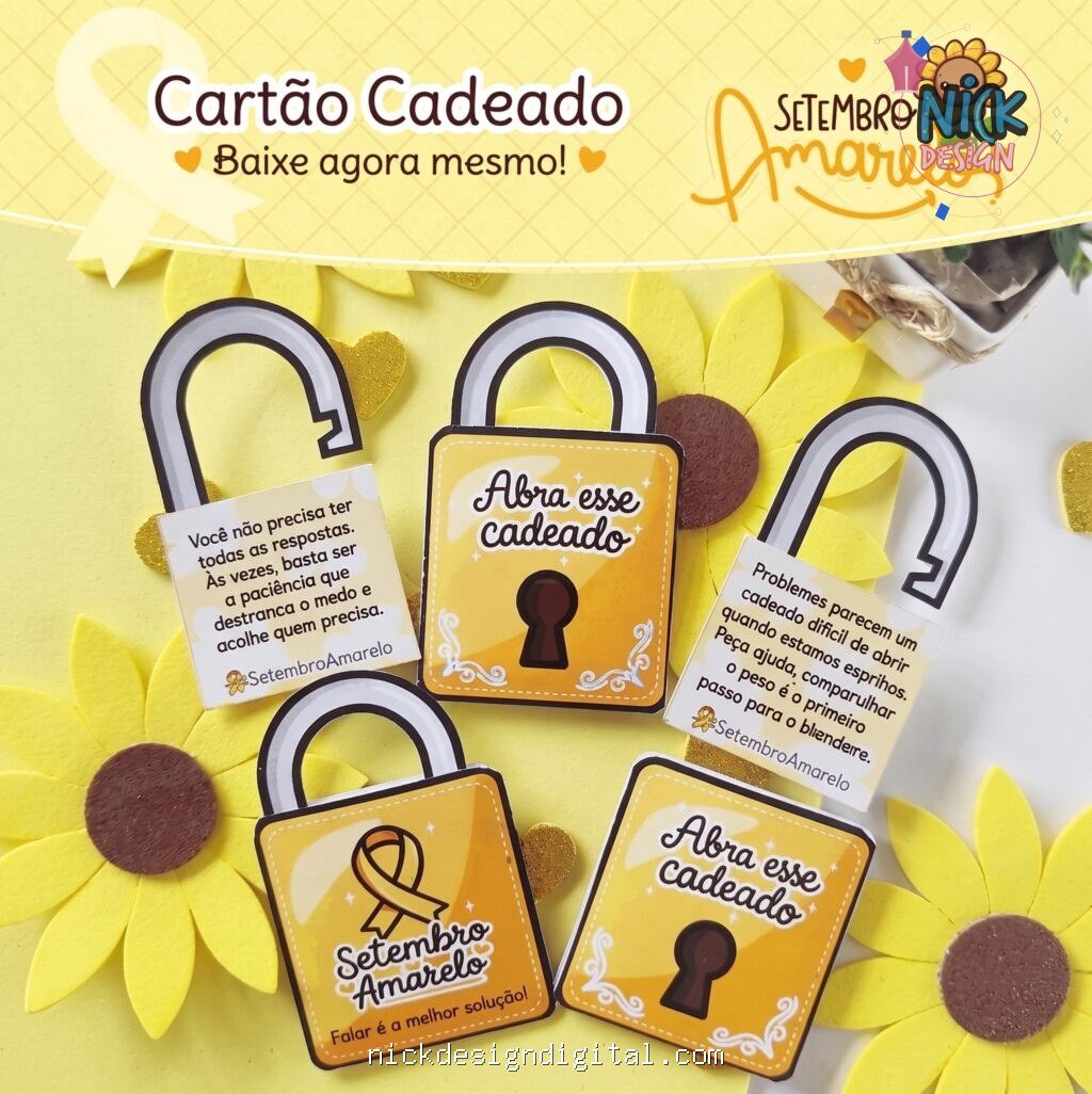 Cartão Cadeado Setembro Amarelo - Imagem 1