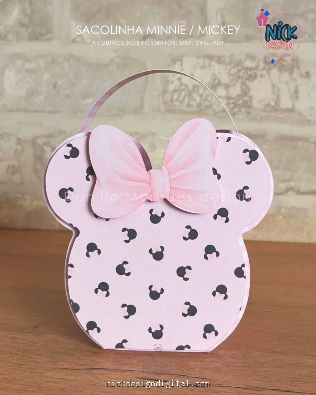 Moldes Caixa Bolsinha - Minnie/Mickey - Imagem 1