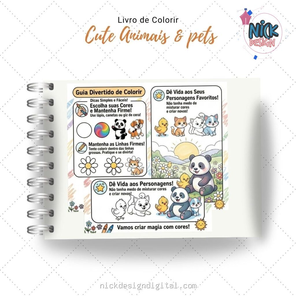 Cute Animais & Pets - Livro de Colorir - Imagem 9