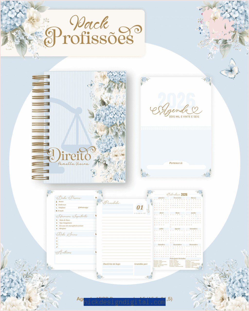 Profissões 2026: Floral Azul (Pamella) - Imagem 5