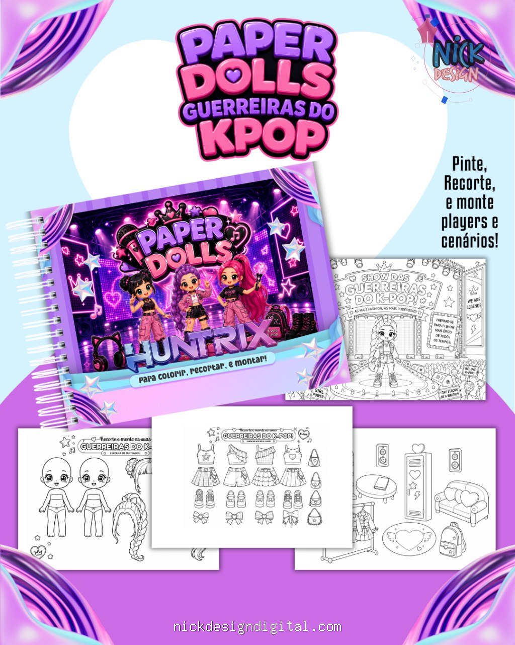 Guerreiras do K-Pop - Livro Colorir A5 (Paper Dolls) - Imagem 1