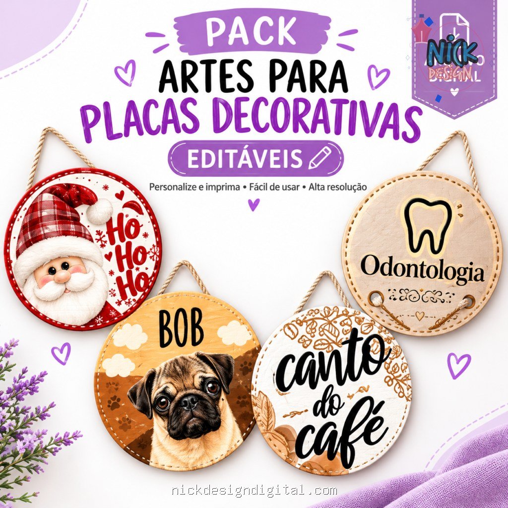 Pack Artes para Placas Decorativas - Imagem 1