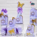 Borboleta Lilás/Dourada- Kit Festa Pronta