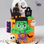 Frankenstein Baby Halloween 3D - Topo de Bolo