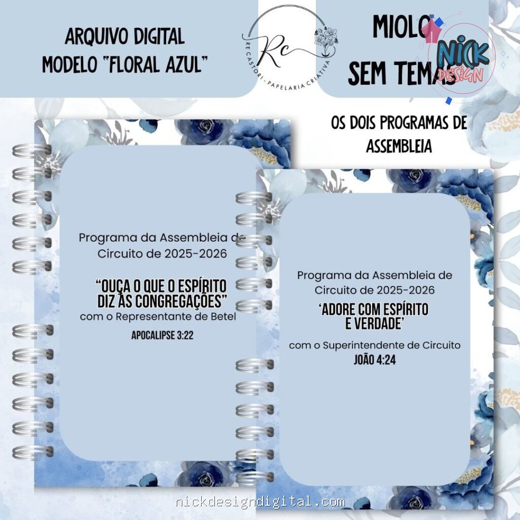 Caderno Assembeia de Circuito 2025/2026 – FLORAL AZUL S/TEMA (Re Castori) - Imagem 7