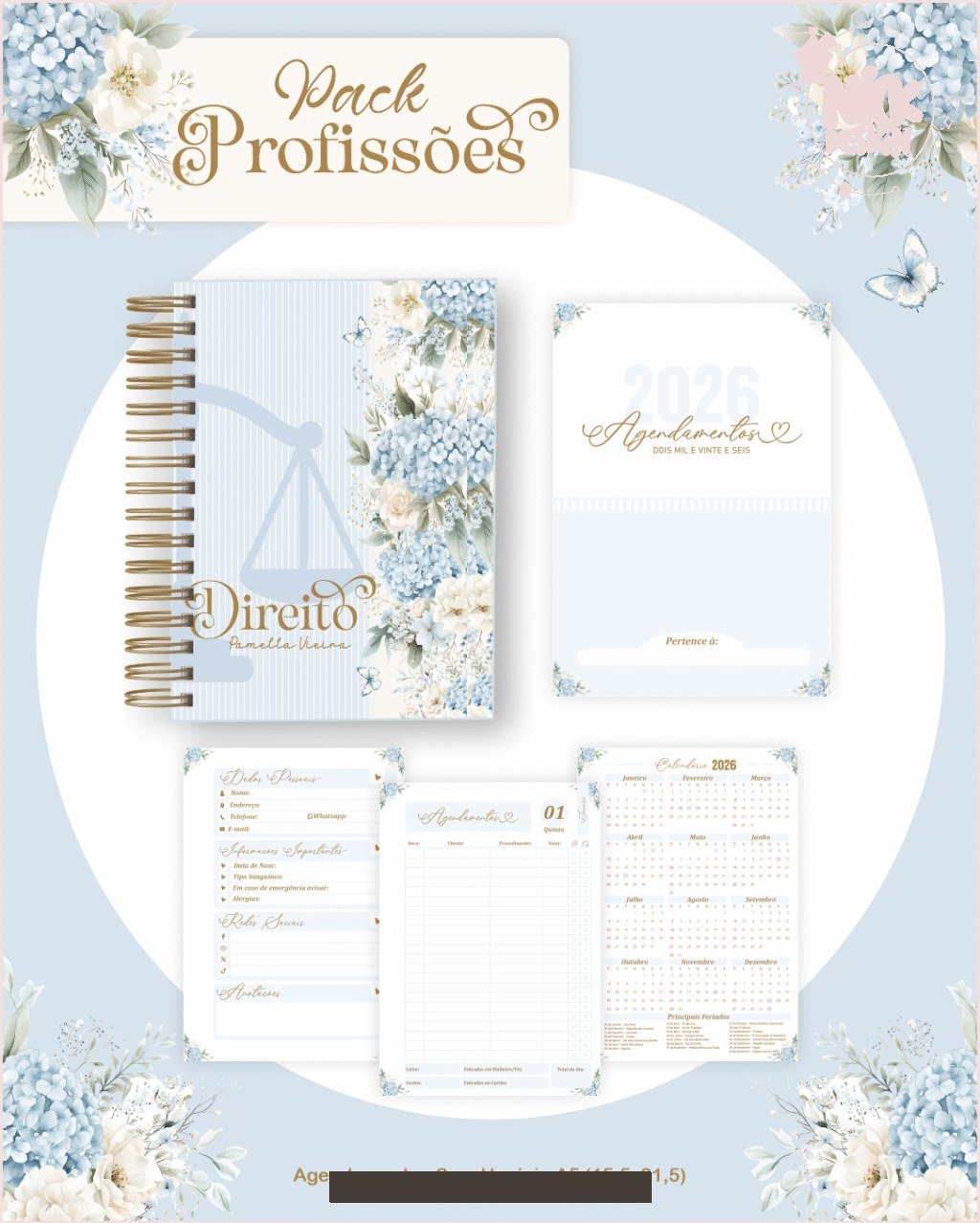 Profissões 2026: Floral Azul (Pamella) - Imagem 8