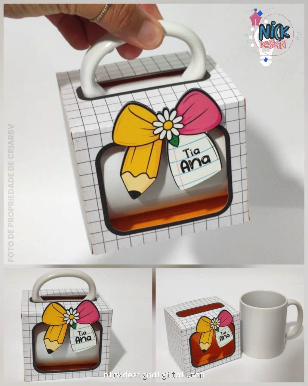 Caixa para Caneca laço Básica - Dia dos Professores - Imagem 1