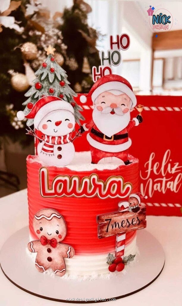 Papai Noel e Boneco de Neve - Topo de Bolo - Imagem 1