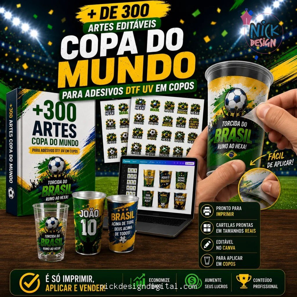+300 Artes DTF Copa 2026 - Imagem 1