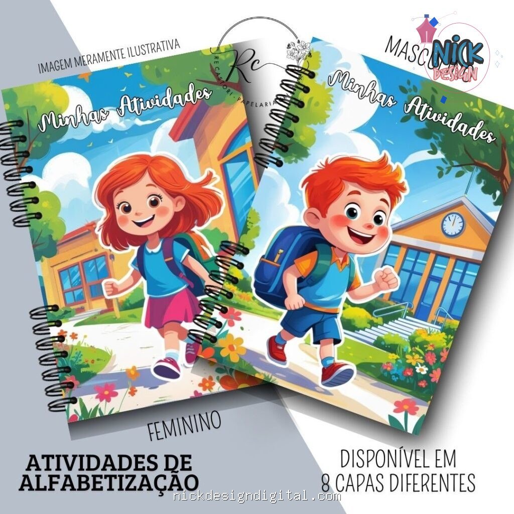 Kit Caderno com Atividades de Alfabetização Escolar – Feminino e Masculino (Re Castori) - Imagem 2